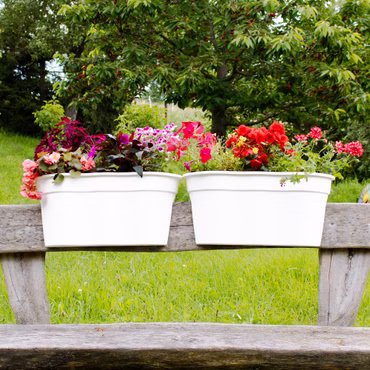 Geländer Blumenkasten Flowerclip XL 2er Set - Pflanzkasten 57cm Anthrazit Kunststoff - Wetterfest & Pflegeleicht, Farbe: Weiß