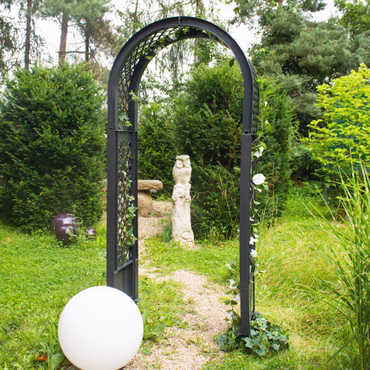 Rosenbogen mit Erdspießen NYVIGreen 100x43x207 cm – Spalier aus wetterfestem & recyceltem Kunststoff, Farbe: Anthrazit