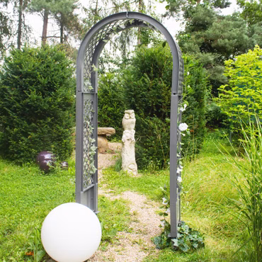 Rosenbogen mit Erdspießen NYVIGreen 100x43x207 cm – Spalier aus wetterfestem & recyceltem Kunststoff, Farbe: Grau
