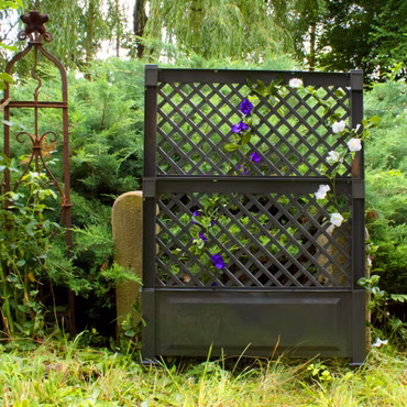 Spalier mit Erdspießen NYVIGreen 140x100 cm - Rankgitter aus wetterfestem & recyceltem Kunststoff, Farbe: Anthrazit