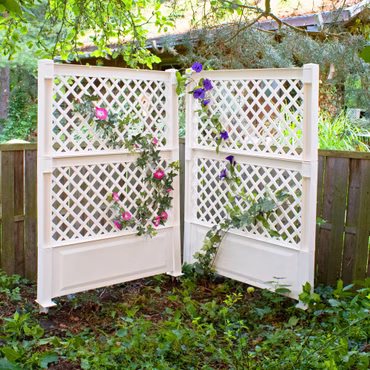 2er Set Spalier (2-teilig) 100cm mit Erdspieß, Farbe: Weiß