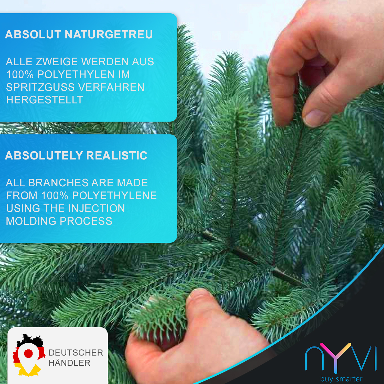 Weihnachtsbaum NYVI-Xmas Premium - Knstlicher Voll-PE Tannenbaum aus 100%  Spritzguss | NYVI - Buy Smarter  E-Commerce aus Deutschland
