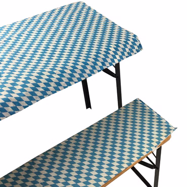 Bierbankauflagen Set NYVIGala 3 teilig - Auflagen für Bierzeltgarnitur - Tischdecke für Biertisch & Sitzpolster für Bierbänke, Farbe: Bayrische Raute, Größe: 240x90 cm