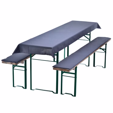 Bierbankauflagen Set NYVIGala 3 teilig - Auflagen für Bierzeltgarnitur - Tischdecke für Biertisch & Sitzpolster für Bierbänke, Farbe: Grau, Größe: 240x90 cm