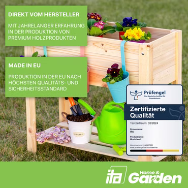 Hochbeet 80x37x78 cm aus Holz - Blumenbeet  - Perfekt für Garten, Terrasse, Balkon, Ausführung: 80x37x78 cm 1 Ebene, Farbe: Natur