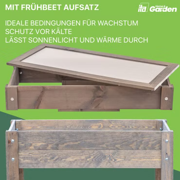 Hochbeet 80x37x78 cm aus Holz - Blumenbeet  - Perfekt für Garten, Terrasse, Balkon, Ausführung: 80x37x78 cm 1 Ebene + Aufsatz, Farbe: Grau