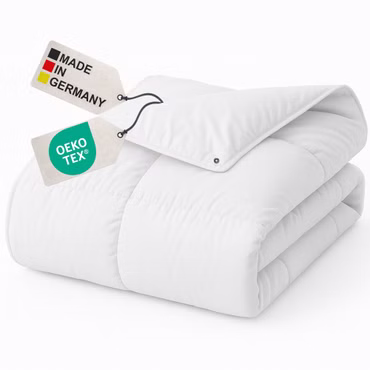 4-Jahreszeiten Bettdecke Deluxe Mikrofaser Feinbatist mit Peach Touch - 3in1 Sommerdecke & Übergangsdecke & Winterdecke, Farbe: Weiß, Größe: 155x240 cm