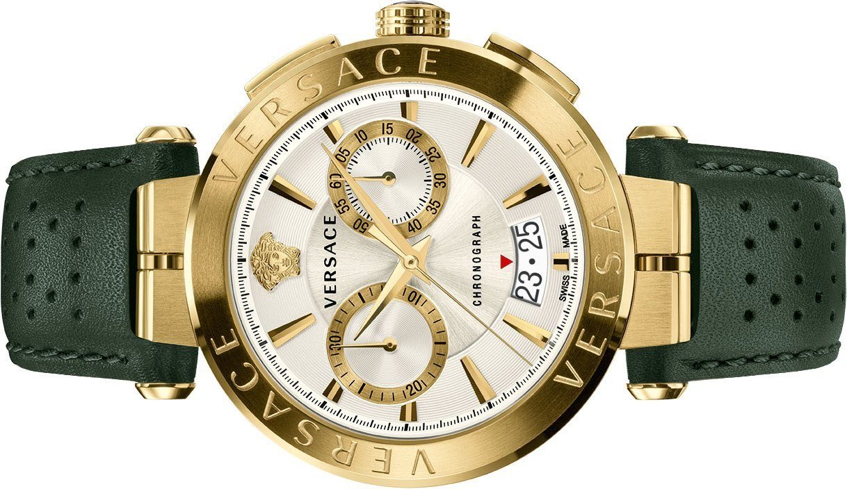 Versace VE1D00219 Aion Chronograph gold silber grün Leather Herren  
