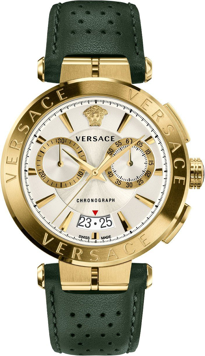 Versace VE1D00219 Aion Chronograph gold silber grün Leather Herren  