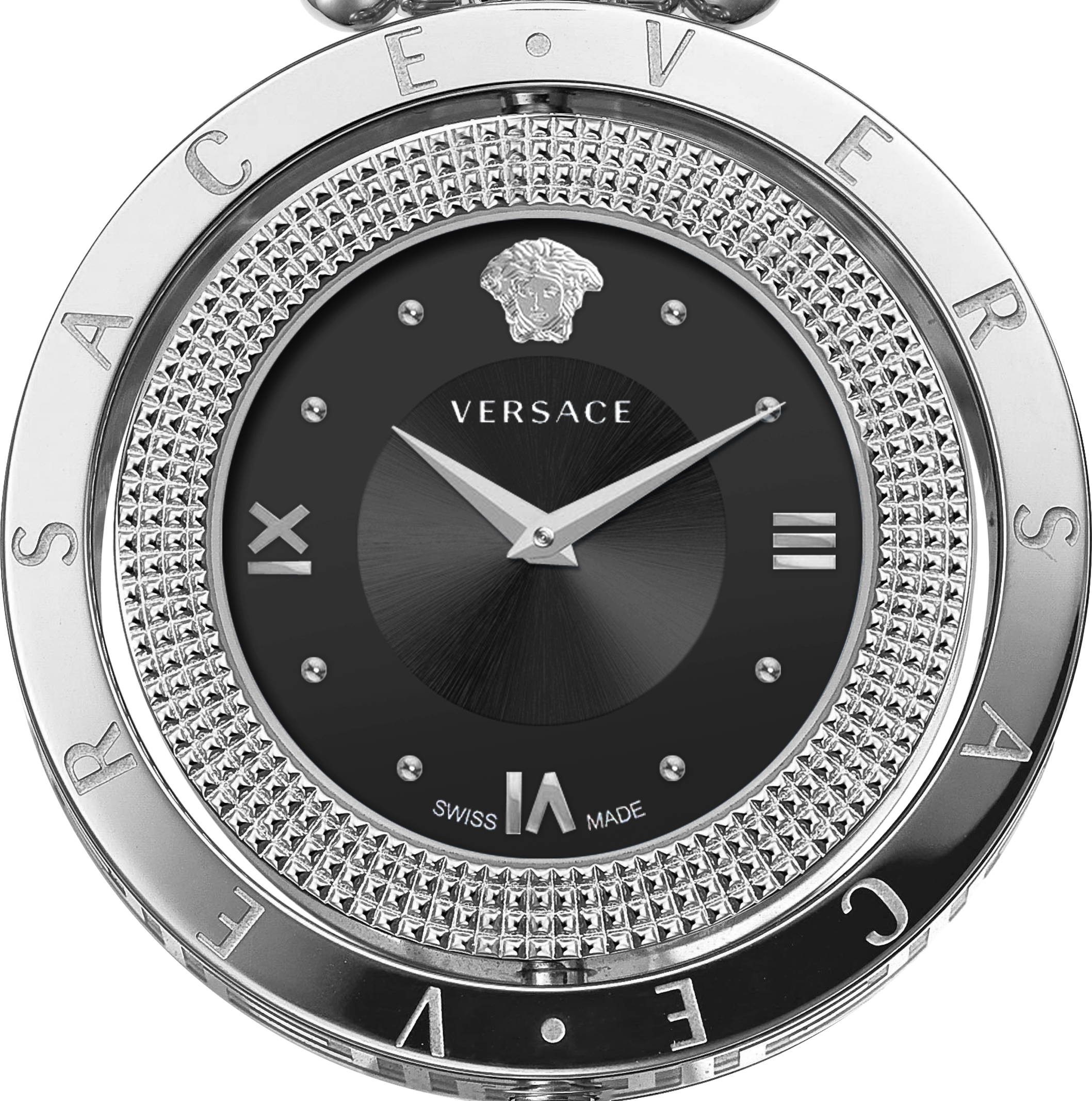Versace VE7901523 Eon schwarz silber Edelstahl Armband Uhr Damen