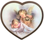Schutzengel Bild Herz Engel bewacht das schlafende Baby Laterne 16 x 13 cm