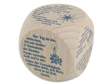 Gebetswürfel 6 Abendgebete für Kinder Holz, blau