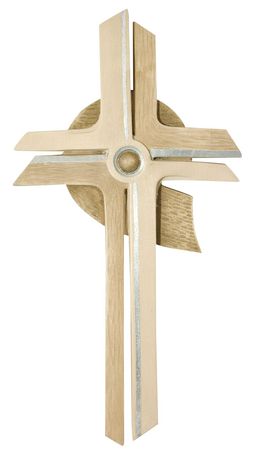 Holzkreuz Dekoration Mit Runder Basis - Christliche Deko 12x7cm Aus Buchenholz