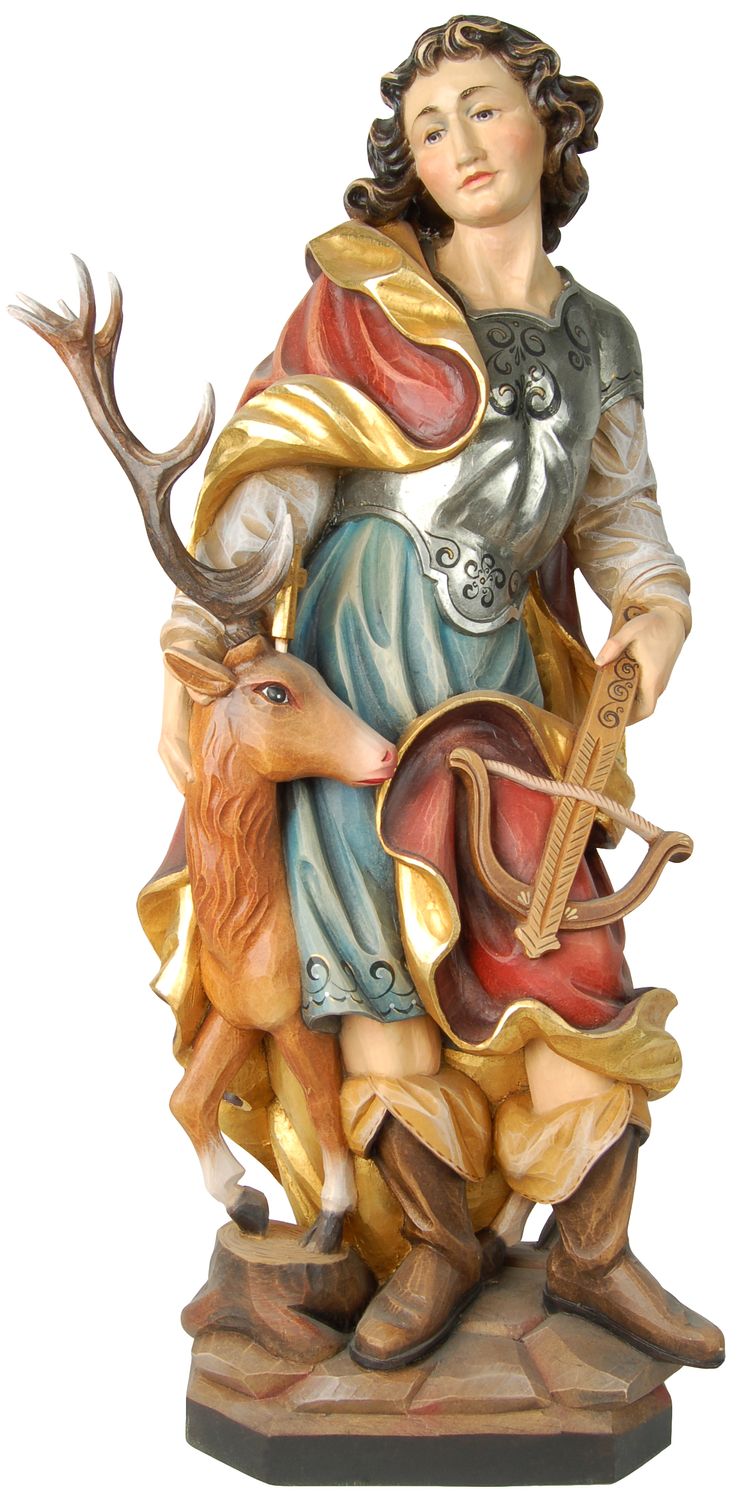 Heiliger Hubertus von Lüttich Heiligenfigur Holz geschnitzt Schutzpatron