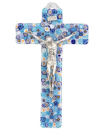 Wandkreuz Glaskreuz Corpus Jesus 23 cm Muranoglas