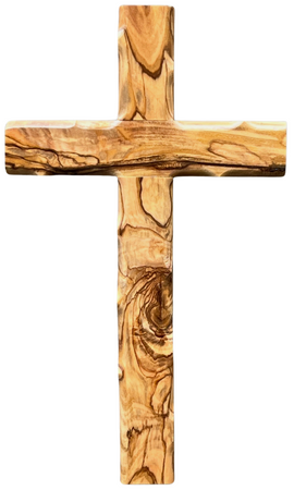 Holzkreuz aus Olivenholz gekerbte Kante Jerusalem 25 cm