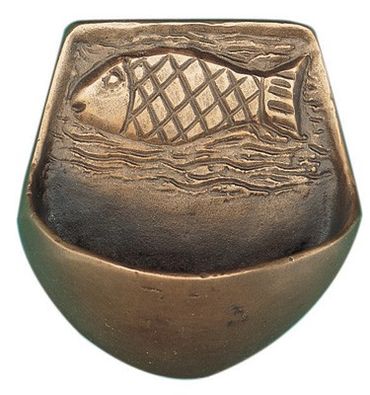 Weihwasserkessel Fisch 7,5 cm Bronze Weihwasserbecken