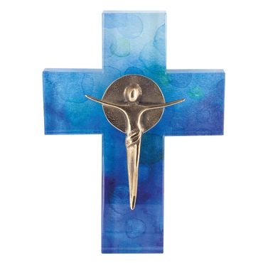 Wandkreuz Kreuz mit Corpus Glaskreuz 18 cm