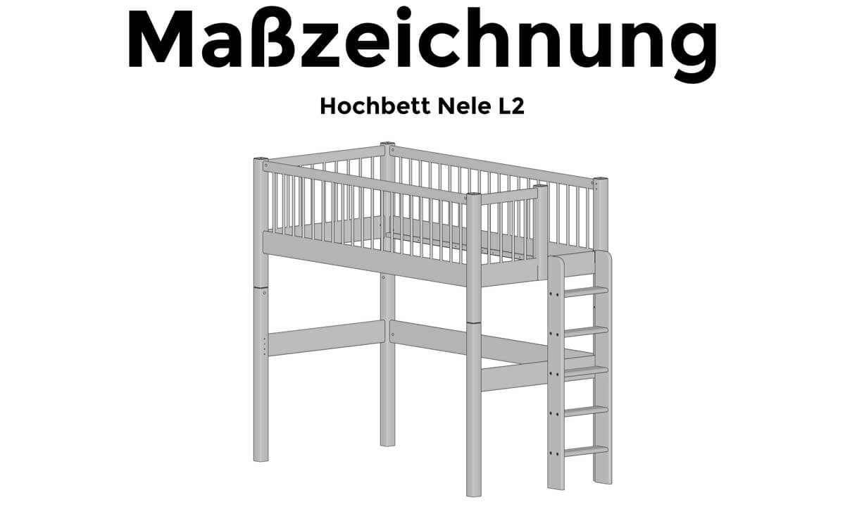 Maßzeichnung Hochbett Nele L2