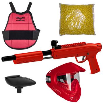 Valken Kids Gotcha Gun inkl. Field #ONE Maske, Brustpanzer, Loader 120 & 500 Paintballs - cal. 50, 0.5 J - red