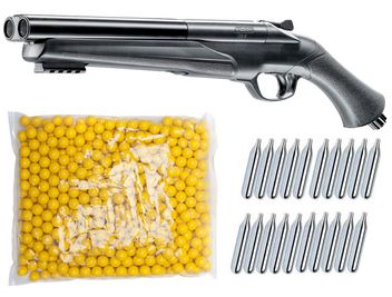 Umarex T4E HDS 68 Double Barrel Paintball Home Defense Shotgun inkl. 20x 12 Gramm CO2 Kapseln & 500x Paintballs cal.68