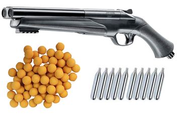 Umarex T4E HDS 68 Double Barrel Paintball Home Defense Shotgun incl. 10x 12 Gramm CO2 Capsules & 25x Rubberballs cal.68