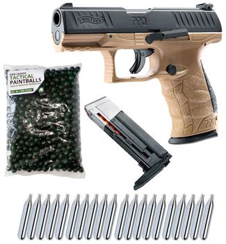 Walther PPQ M2 T4E RAM Home Defense Pistol cal.43 incl. extra Magazine, 500 Paintballs cal.43 & 20x CO2 Capsules - FDE