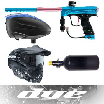 DYE DPL Tournament Paintball Starter Package incl. Rize CZR, Loader, Mask & HP System - teal/pink