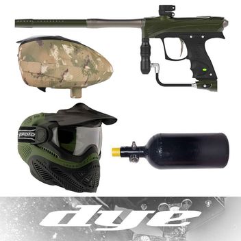 DYE DPL Tournament Paintball Starter Package incl. Rize CZR, Loader, Mask & HP System - oliv/tan