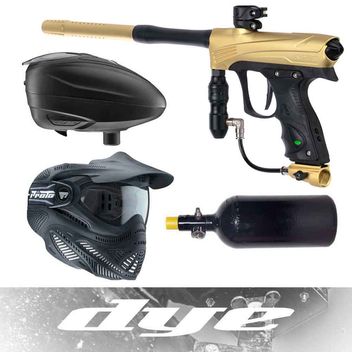 DYE DPL Tournament Paintball Starter Package incl. Rize CZR, Loader, Mask & HP System - gold/black