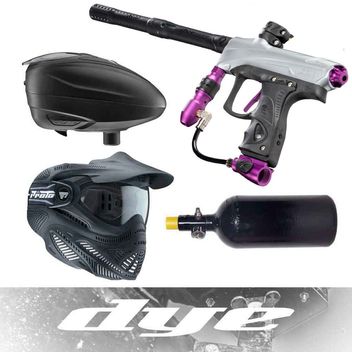 DYE Turnierpaintball Paket inkl. Rize CZR+, Loader, Maske & HP System - grey/purple