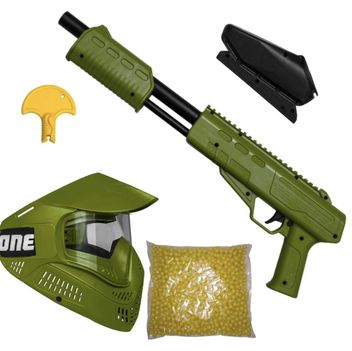 Blaster Kids Markierer Gotcha Gun / Shotgun cal. 50 (0.5 J) inkl. Loader, Google & 500 Paintballs olive