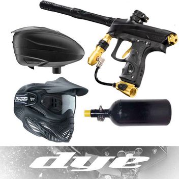DYE Turnierpaintball Paket inkl. Rize CZR+, Loader, Maske & HP System - black/gold