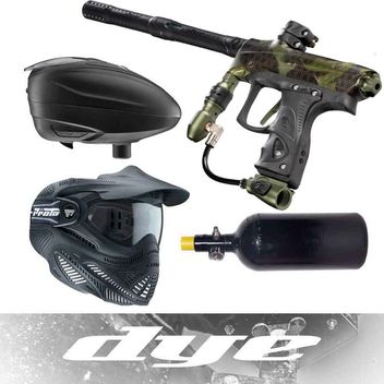DYE Turnierpaintball Paket inkl. Rize CZR+, Loader, Maske & HP System - PGA Hypercam Olive