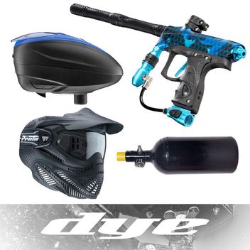 DYE Turnierpaintball Paket inkl. Rize CZR+, Loader, Maske & HP System - PGA Hypercam cyan