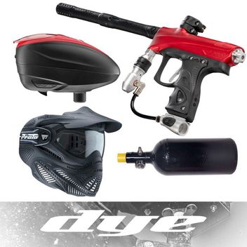 DYE Turnierpaintball Paket inkl. Rize CZR+, Loader, Maske & HP System - red/silver