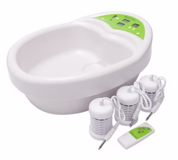 Fußelektrolyse Fußbad Royal Spa mit Fernbedienung, Spulen 6,3 mm Klinkenstecker, 30 Beuteln, gebraucht m. 2 J. G.