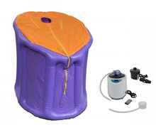 Mini-Dampfsauna Svedana lila/orange mit elektronisch geregelten Dampferzeuger 2 Liter, 1000 Watt und drahtloser Fernbedienung