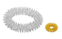 chi-enterprise Premium Massagering Set für Handgelenke und Finger | Set von Anti Stress - Akupressur Armband und Ringe | Akupressur Ring - Anxiety Ring | 1 Armband: (silber), 1 Ring (Gold, klein)
