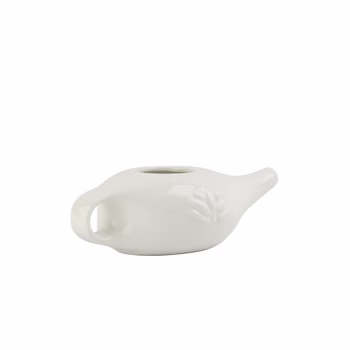 Neti Pot Nasenreinigungskanne, Nasenkännchen, Nasenspülkännchen aus Keramik, 250 ml, Weiß