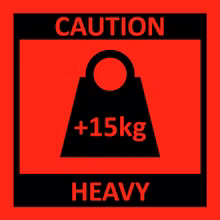 Versandetiketten +15 kg Caution Heavy Aufkleber, 500 Stück, 10x10cm