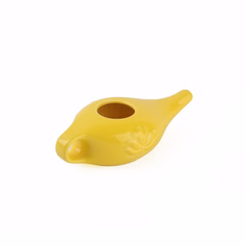 Neti Pot Nasenreinigungskanne, Nasenkännchen, Nasenspülkännchen aus Keramik, 250 ml, Gelb
