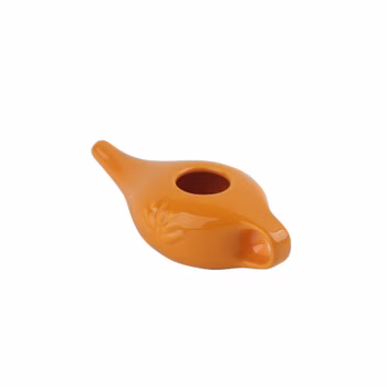 Neti Pot Nasenreinigungskanne, Nasenkännchen, Nasenspülkännchen aus Keramik, 250 ml, Orange