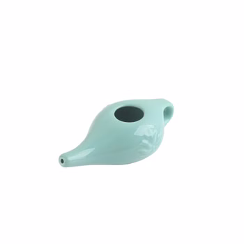 Neti Pot Nasenreinigungskanne, Nasenkännchen, Nasenspülkännchen aus Keramik, 250 ml, Türkis