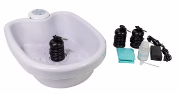 H712 Set  Fußelektrolyse Ion Cleanser mit Spulen 6,3 mm Klinkenstecker, Wanne, 3 Spulen schwarz, Kontrolleinheit, 10 Beutel - Versandrückläufer mit 2 Jahren Gewährleistung