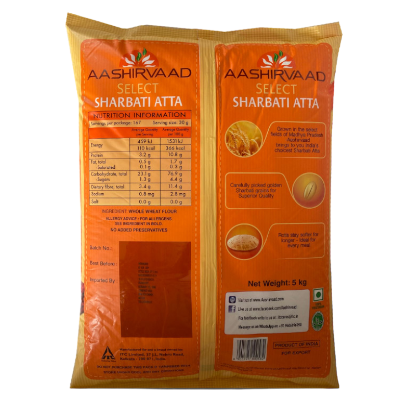 Aashirvaad Select Sharbati Atta 10lb MyTiffinExpress