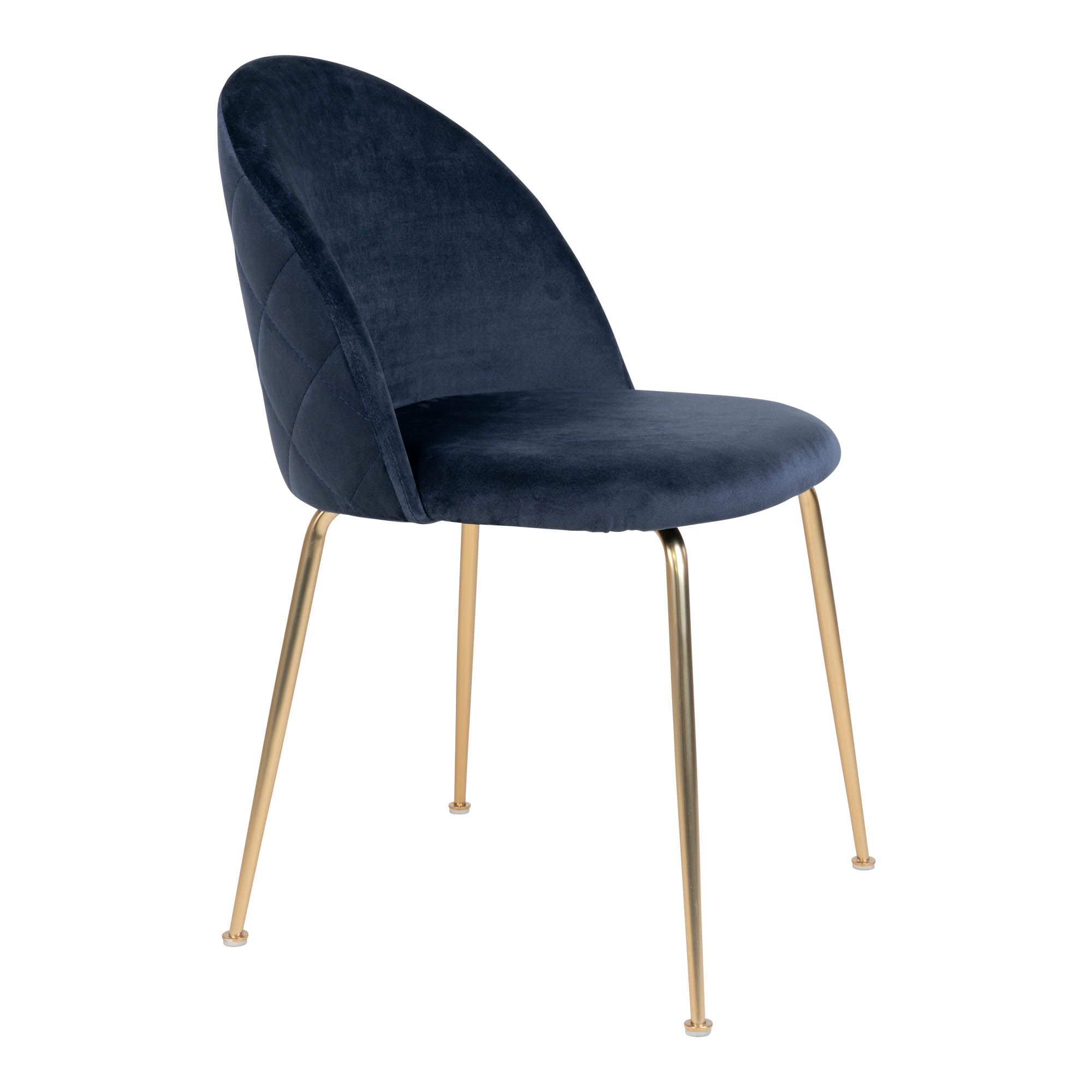 Eleganter Stuhl GENF (2er Set) blau Samt - Beine in Messing-Look |  Lebenswohnart