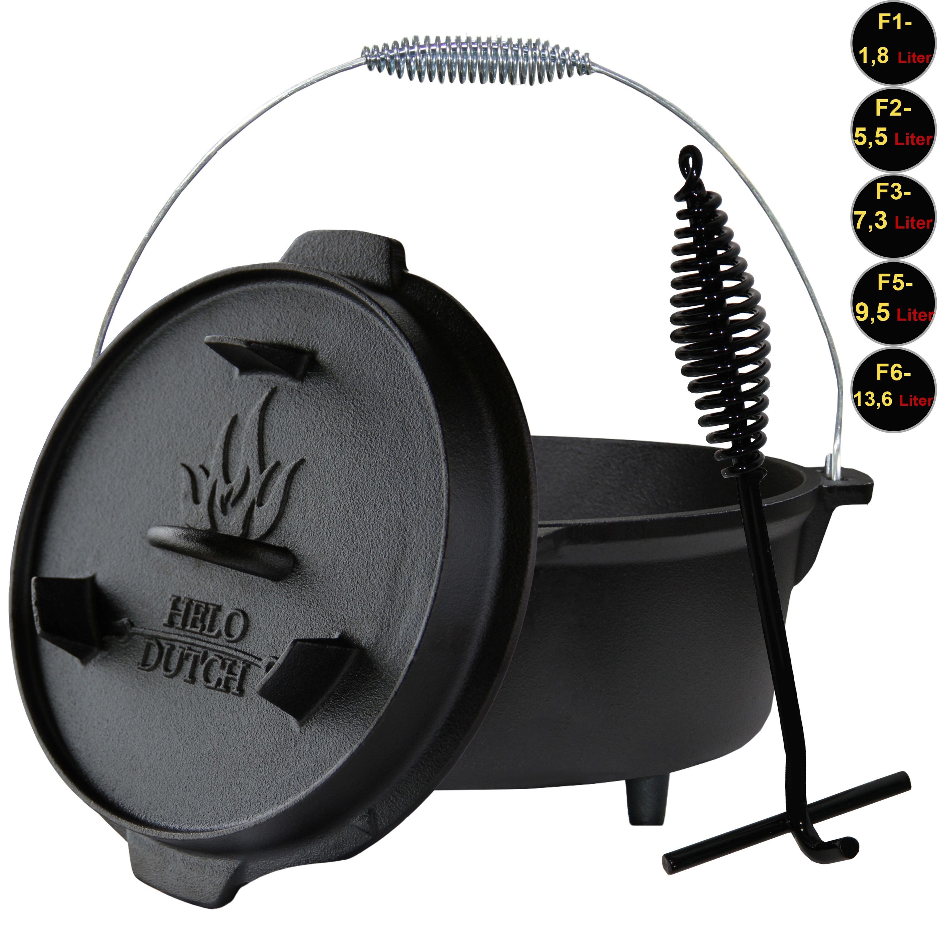 Grillas Dutch Oven Set Inkl. Rezeptideen | Bereits Eingebrannt - Preseasoned | Feuertopf