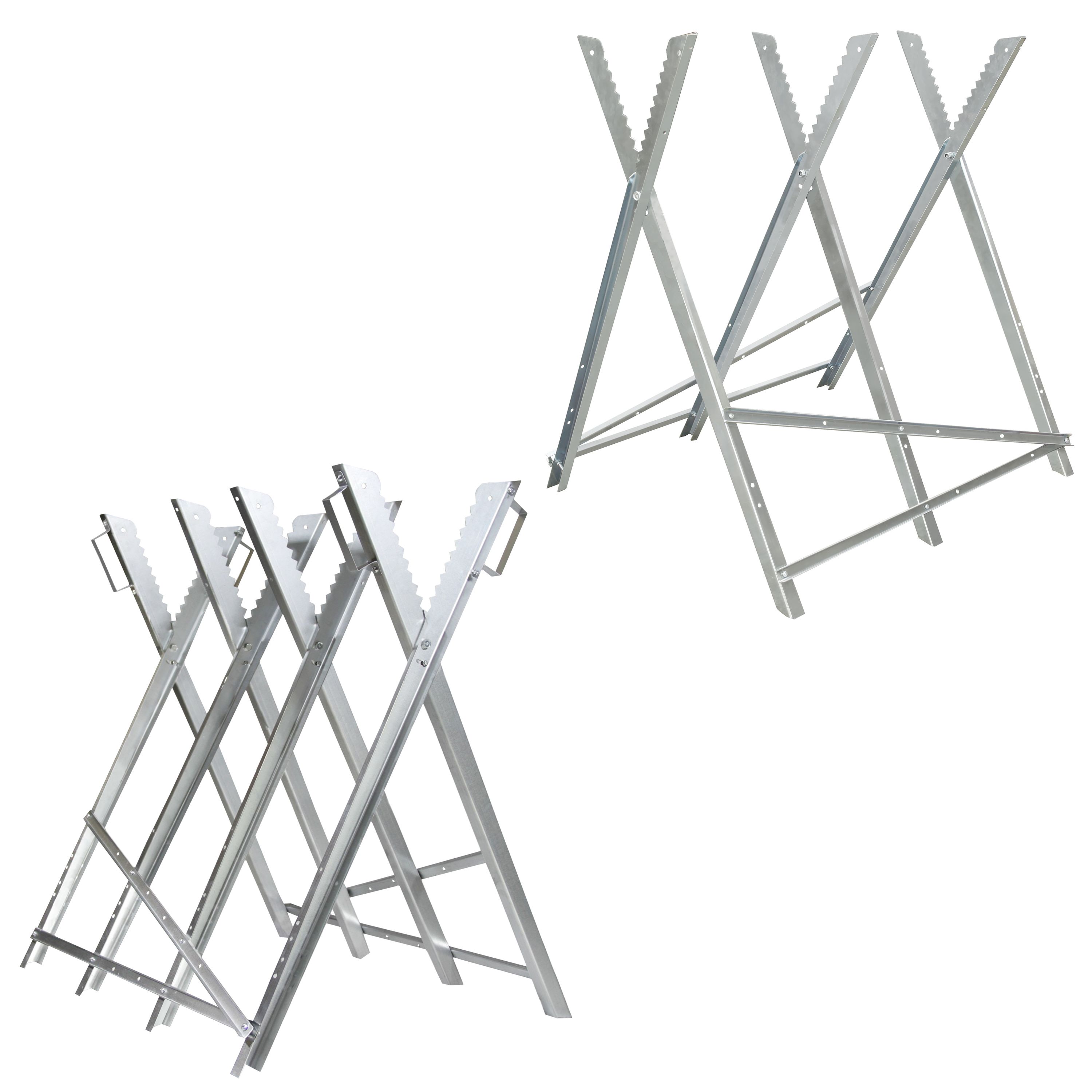 Klappbarer Sägebock Aus Metall - 150kg Belastbar Mit 3 Haltern Für Brennholz & Werkstatt