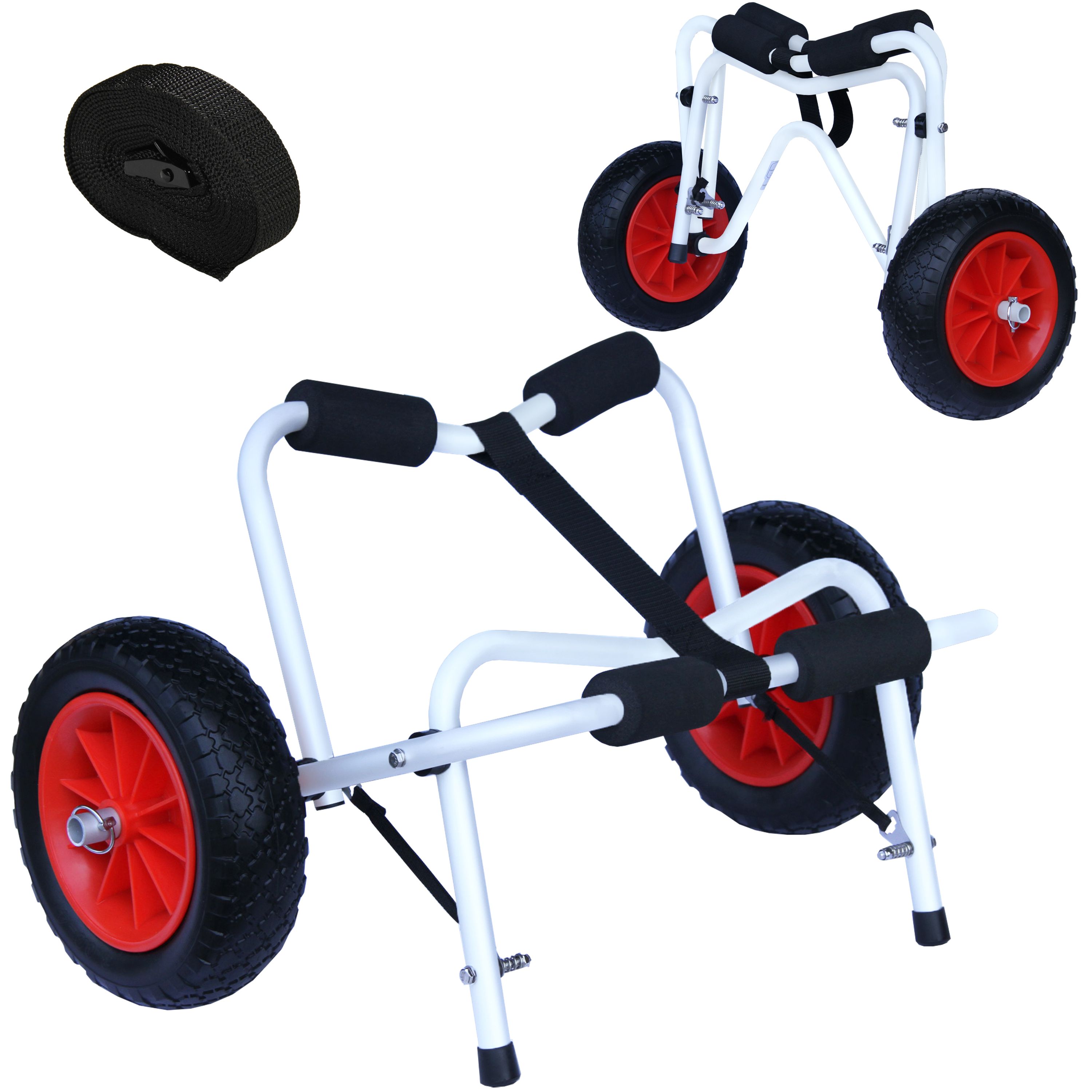 Kajakwagen Kanuwagen faltbar aus 2mm Aluminiumlegierung 600x360x320mm bis 113kg belastbar PU-Reifen Zubehör für Bootswagen Kajak Kanu Transportwagen Trolley Surfwagen Bootstrailer Faltboot | DE
